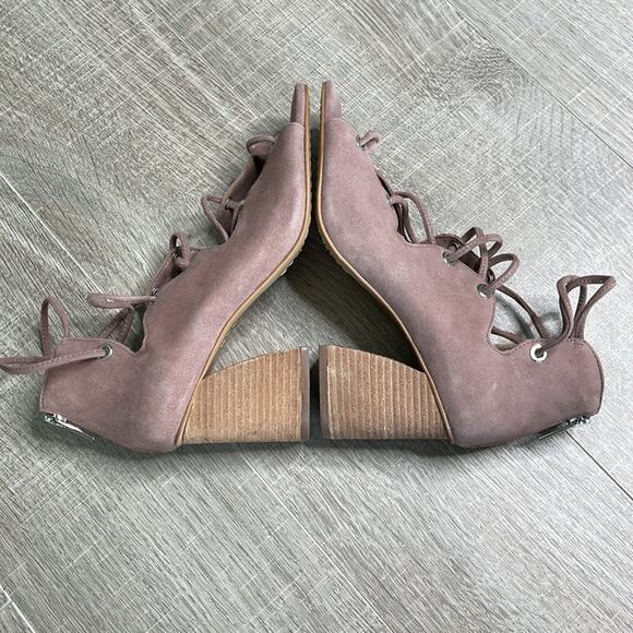 VINCE CAMUTO Mauve Suede Open Toe Strappy Heels Women’s - Picture 7 of 13